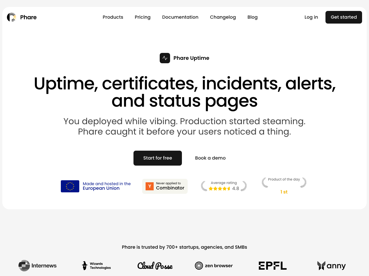 Phare Uptime screenshot
