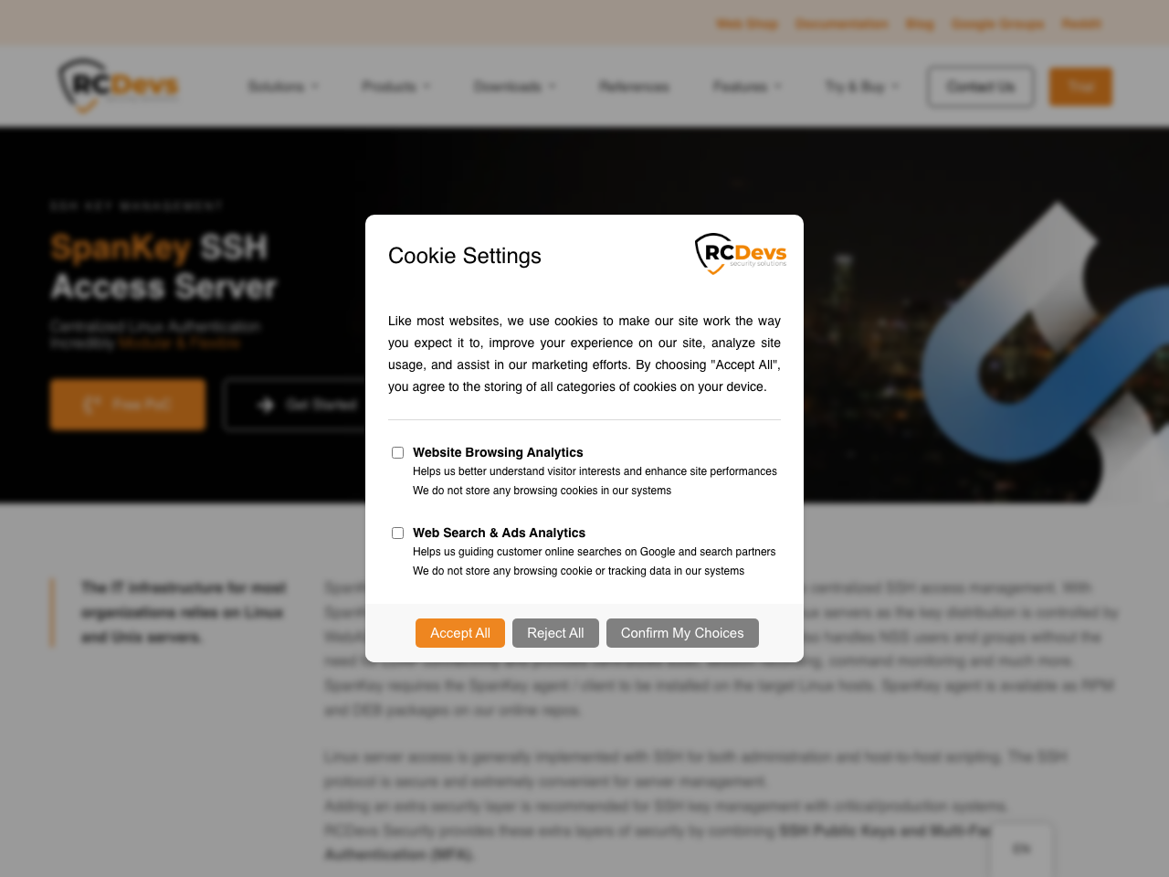 SpanKey SSH Key Server Management screenshot