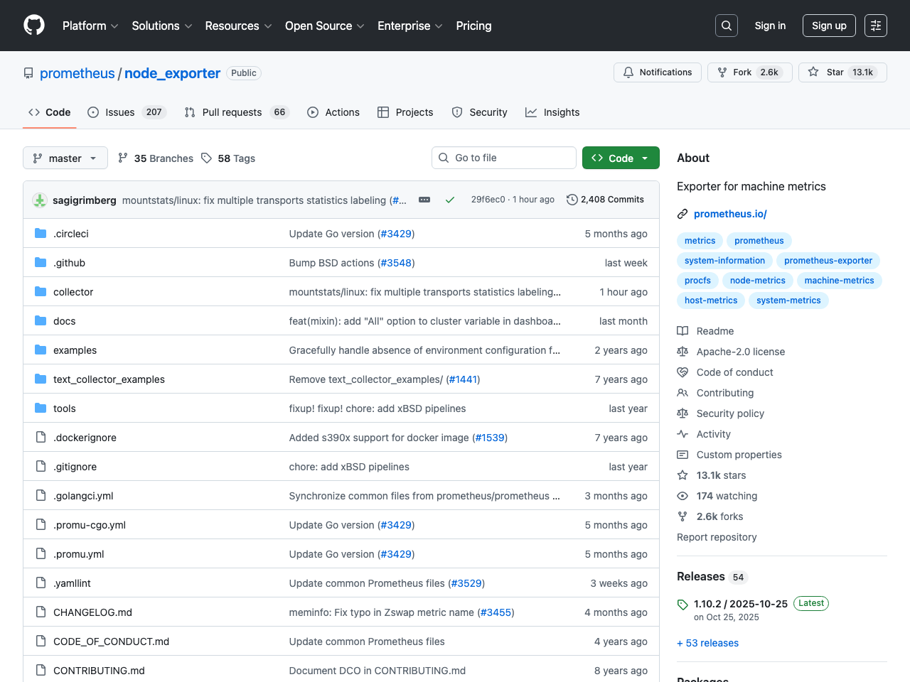 Node Exporter screenshot