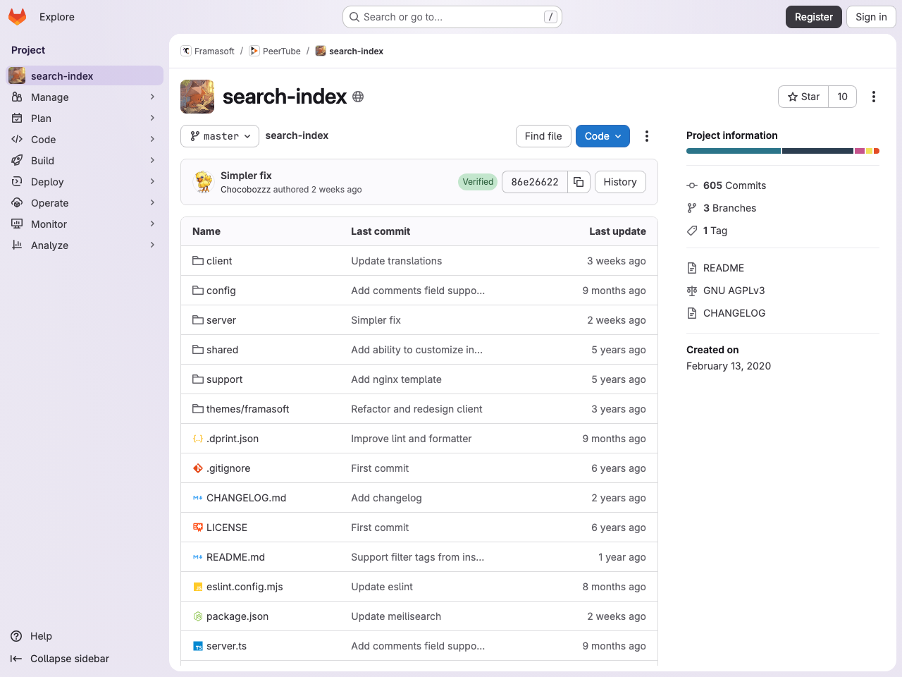 PeerTube search-index screenshot