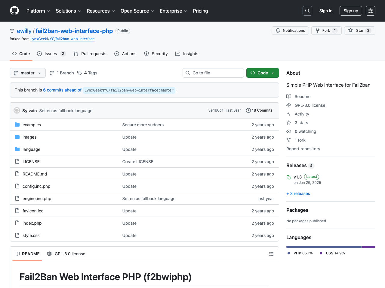 Fail2Ban Webinterface screenshot