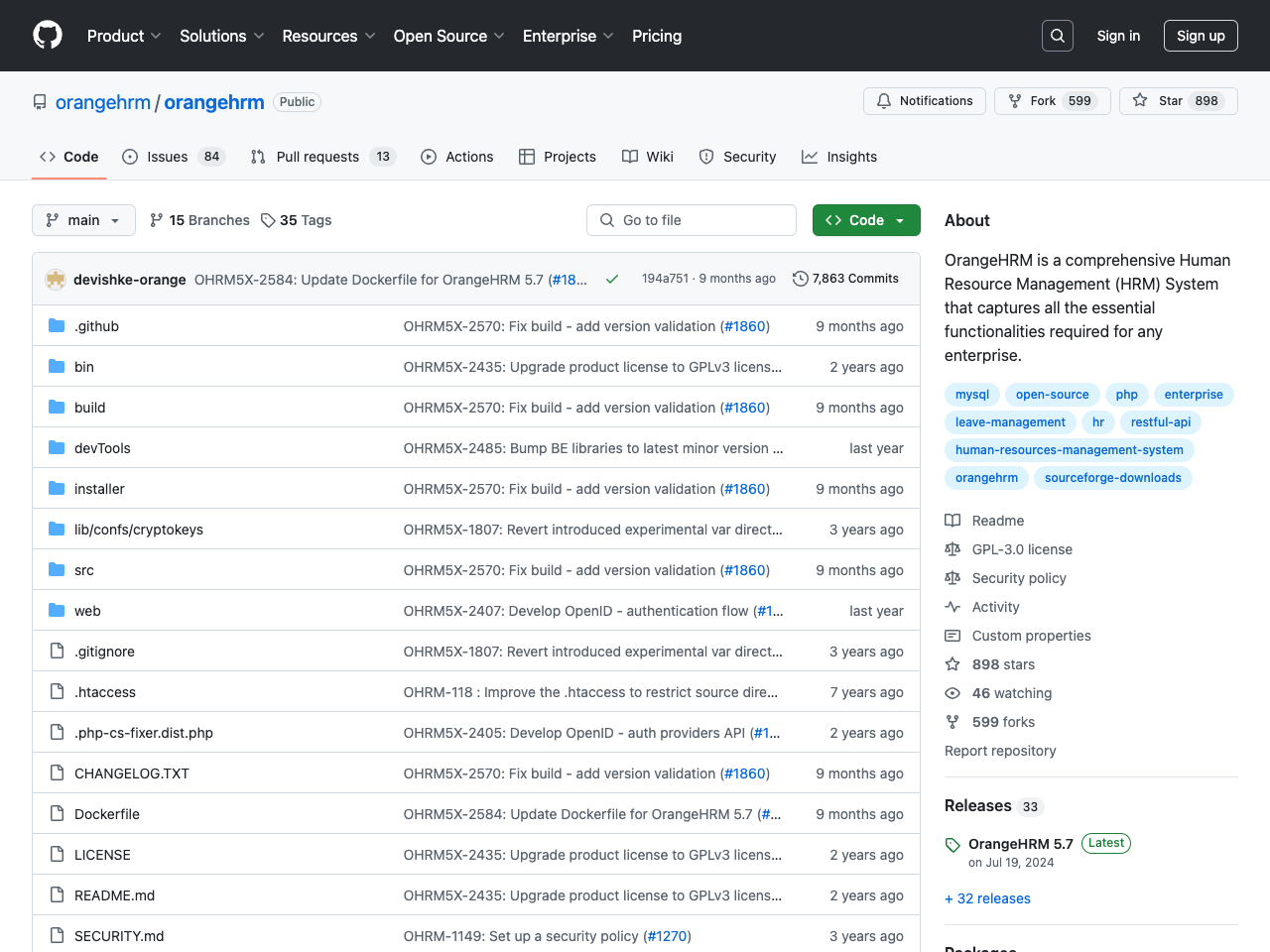 OrangeHRM screenshot