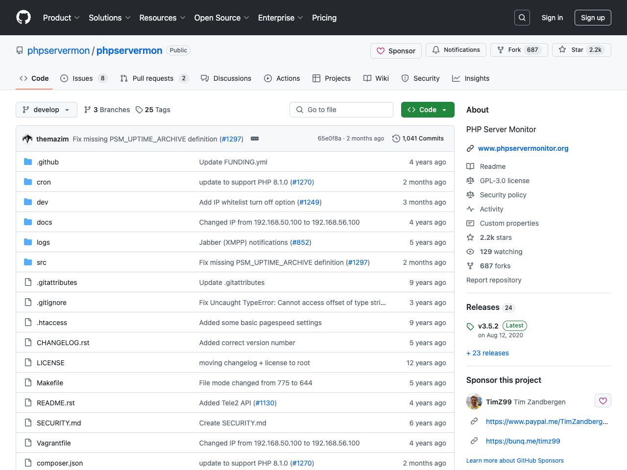 PHP Server Monitor screenshot