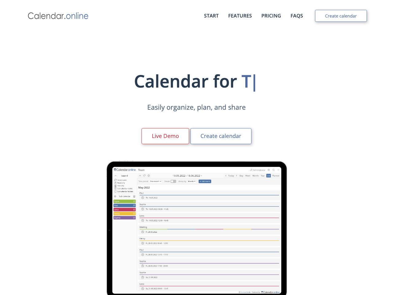 Calendar.online screenshot