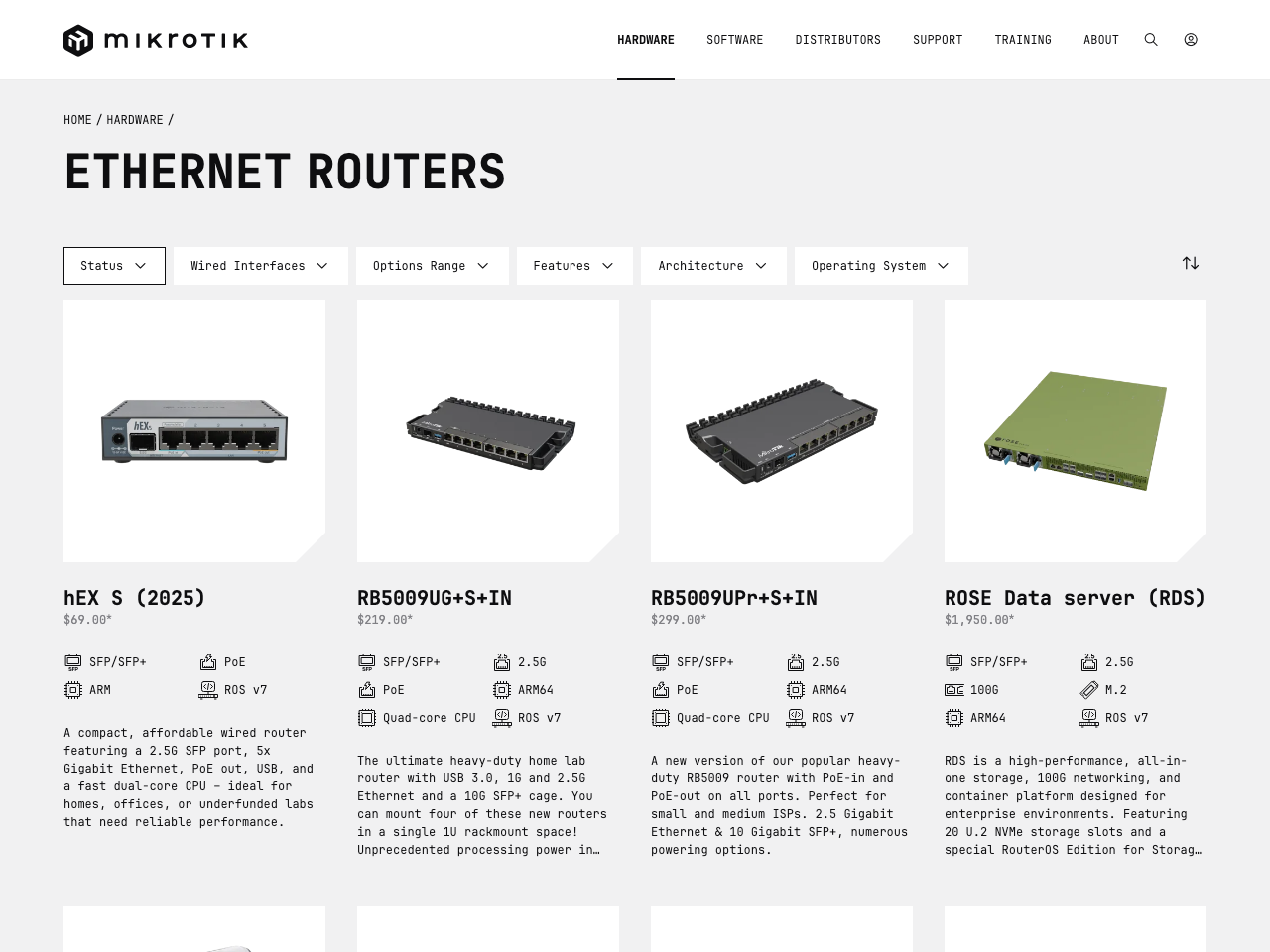 Mikrotik Ethernet Routers screenshot