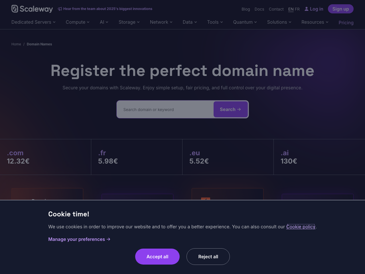Scaleway DNS screenshot