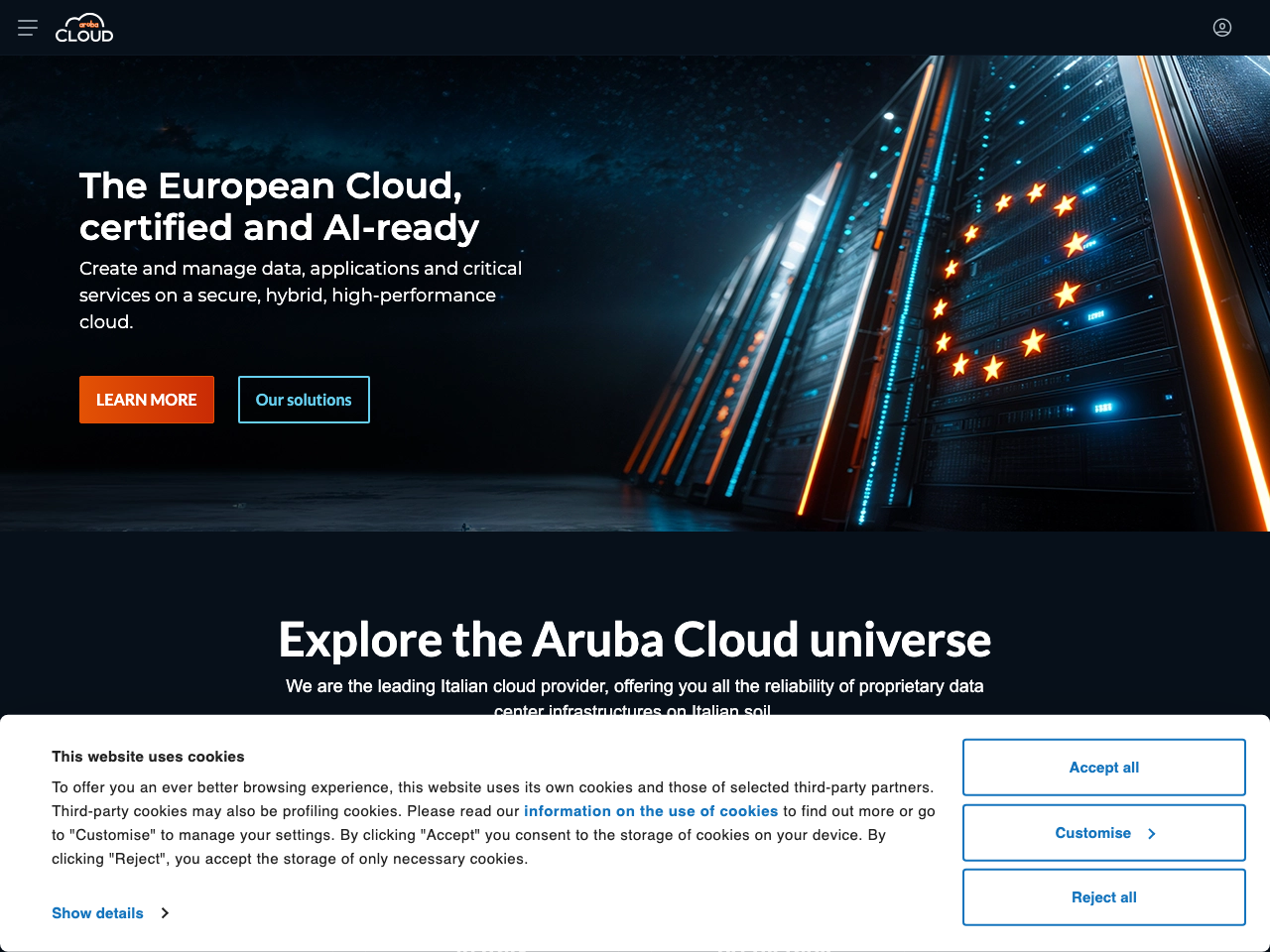 Aruba Cloud screenshot