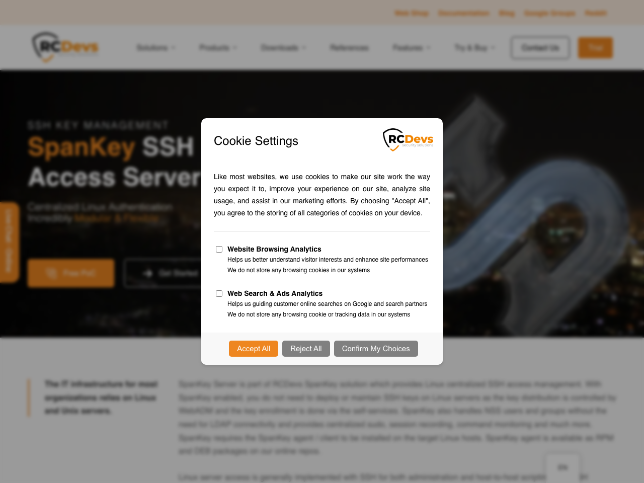 SpanKey SSH Key Server Management screenshot