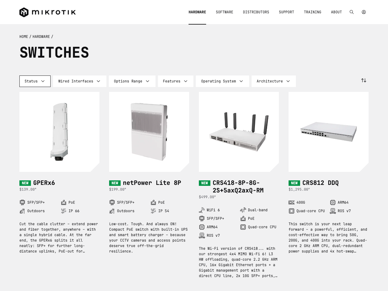 Mikrotik Switches screenshot