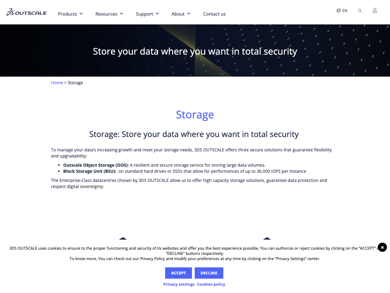 Outscale Storage screenshot