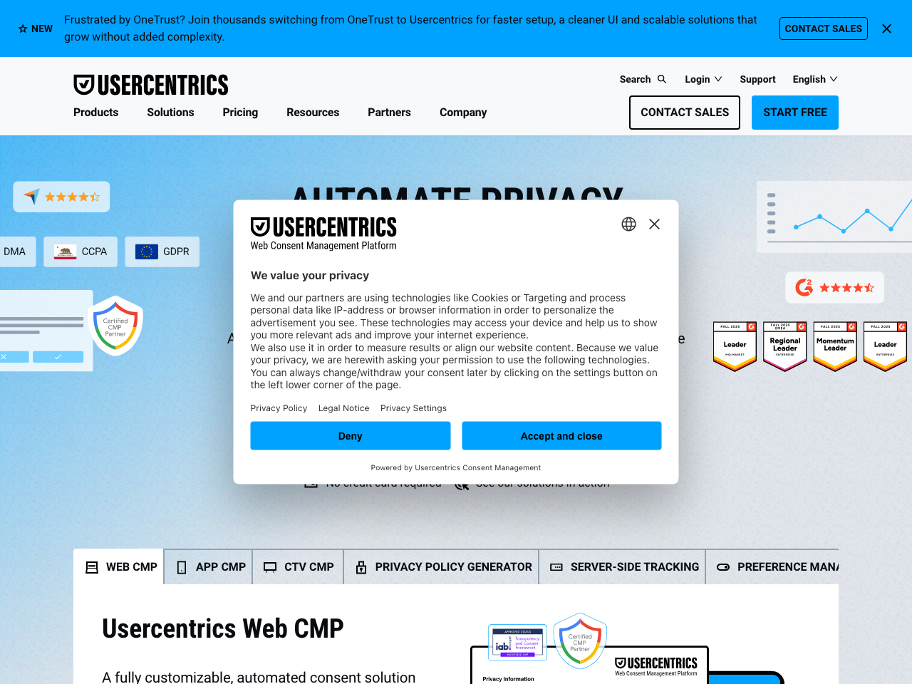 Usercentrics screenshot