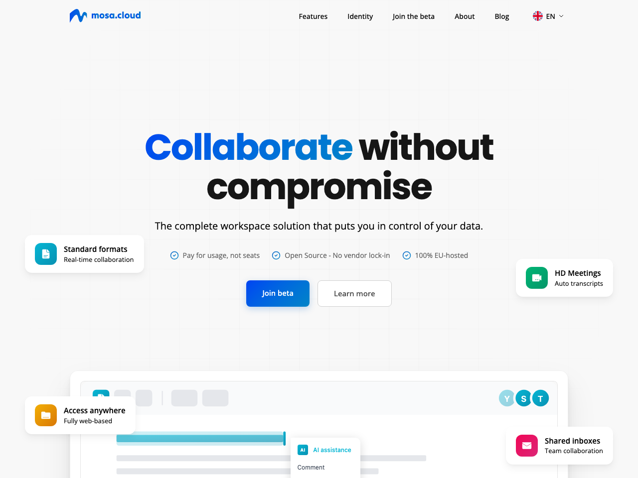 Mosa.Cloud screenshot