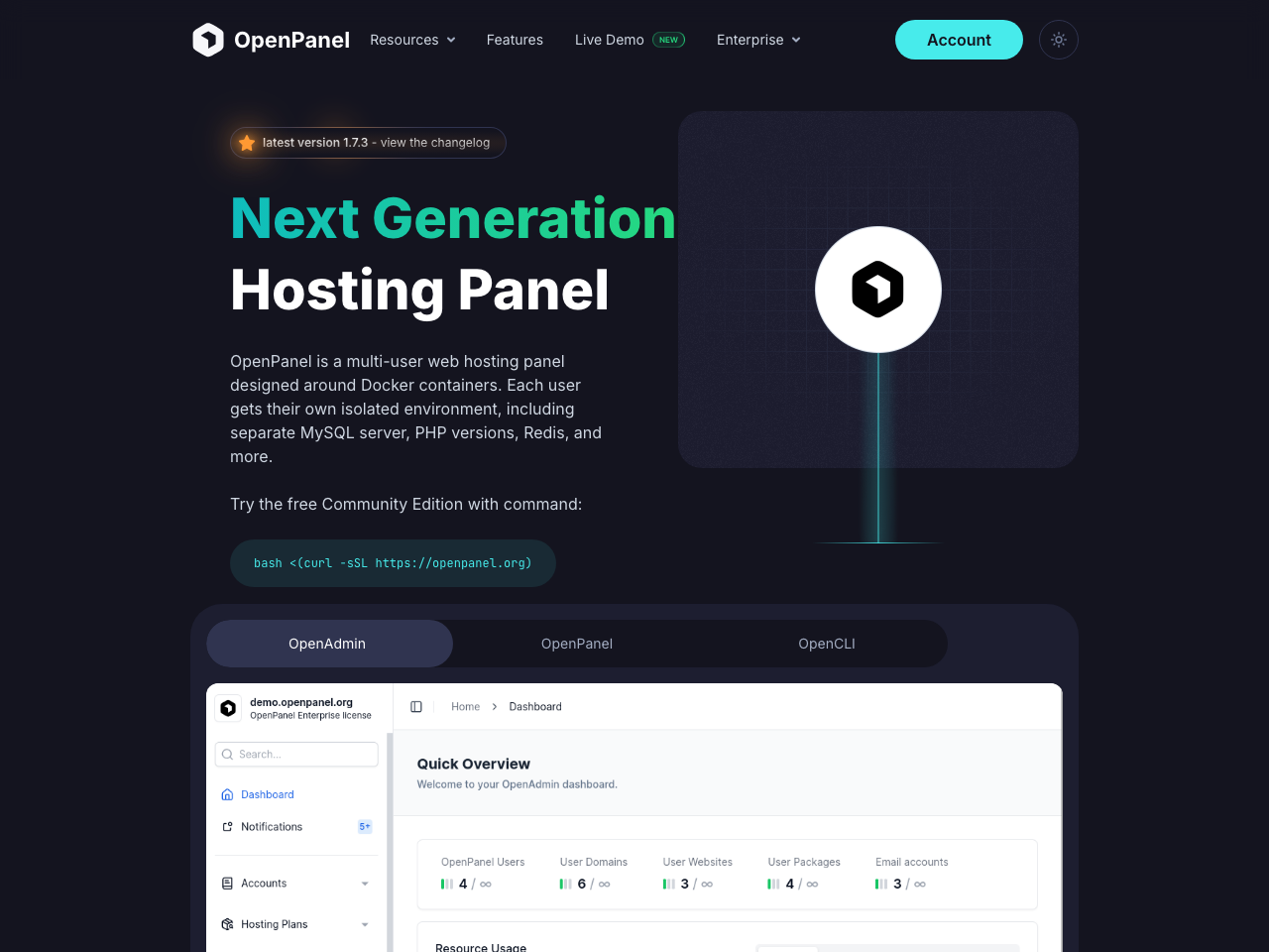 OpenPanel screenshot