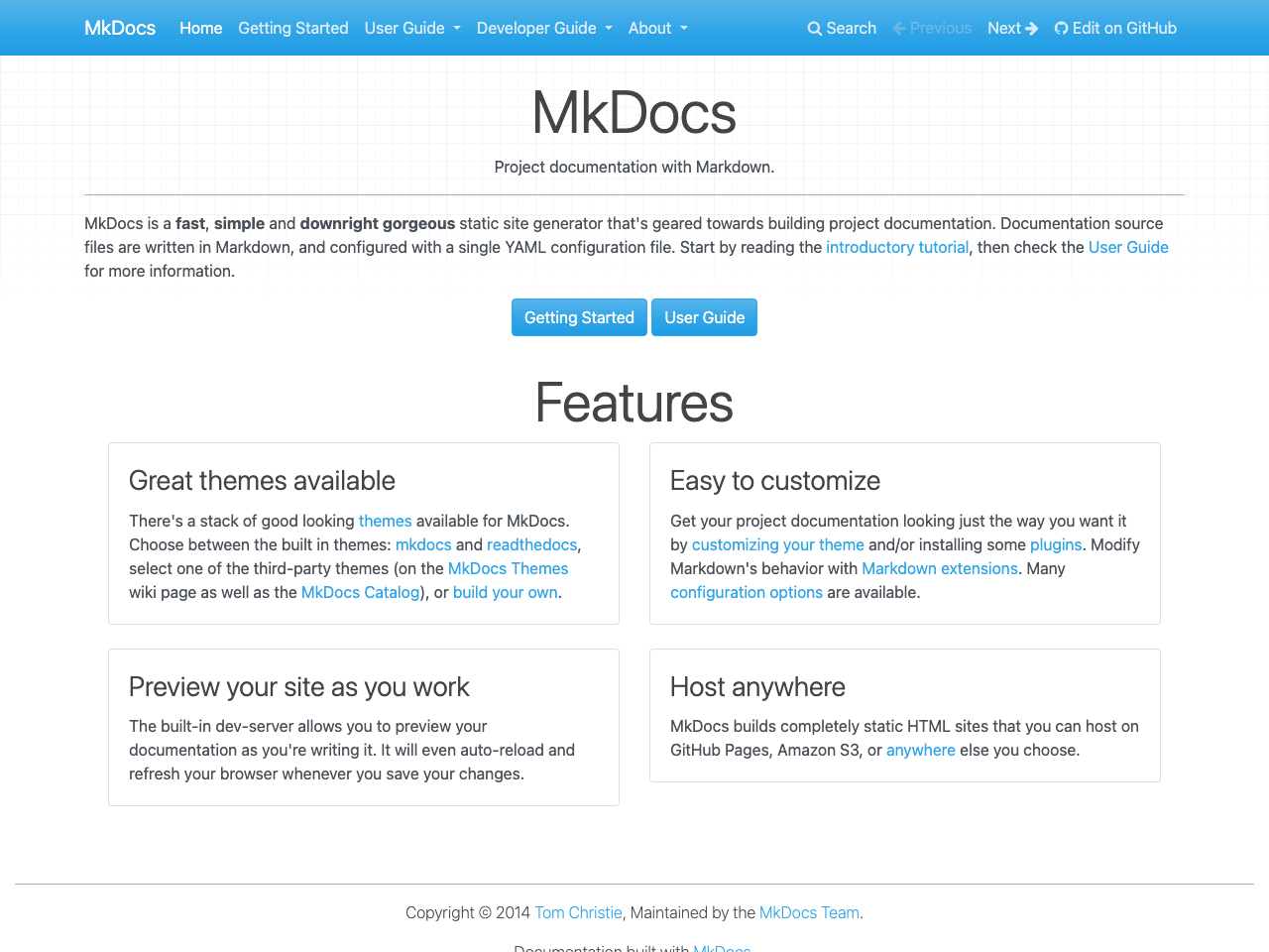 MkDocs screenshot