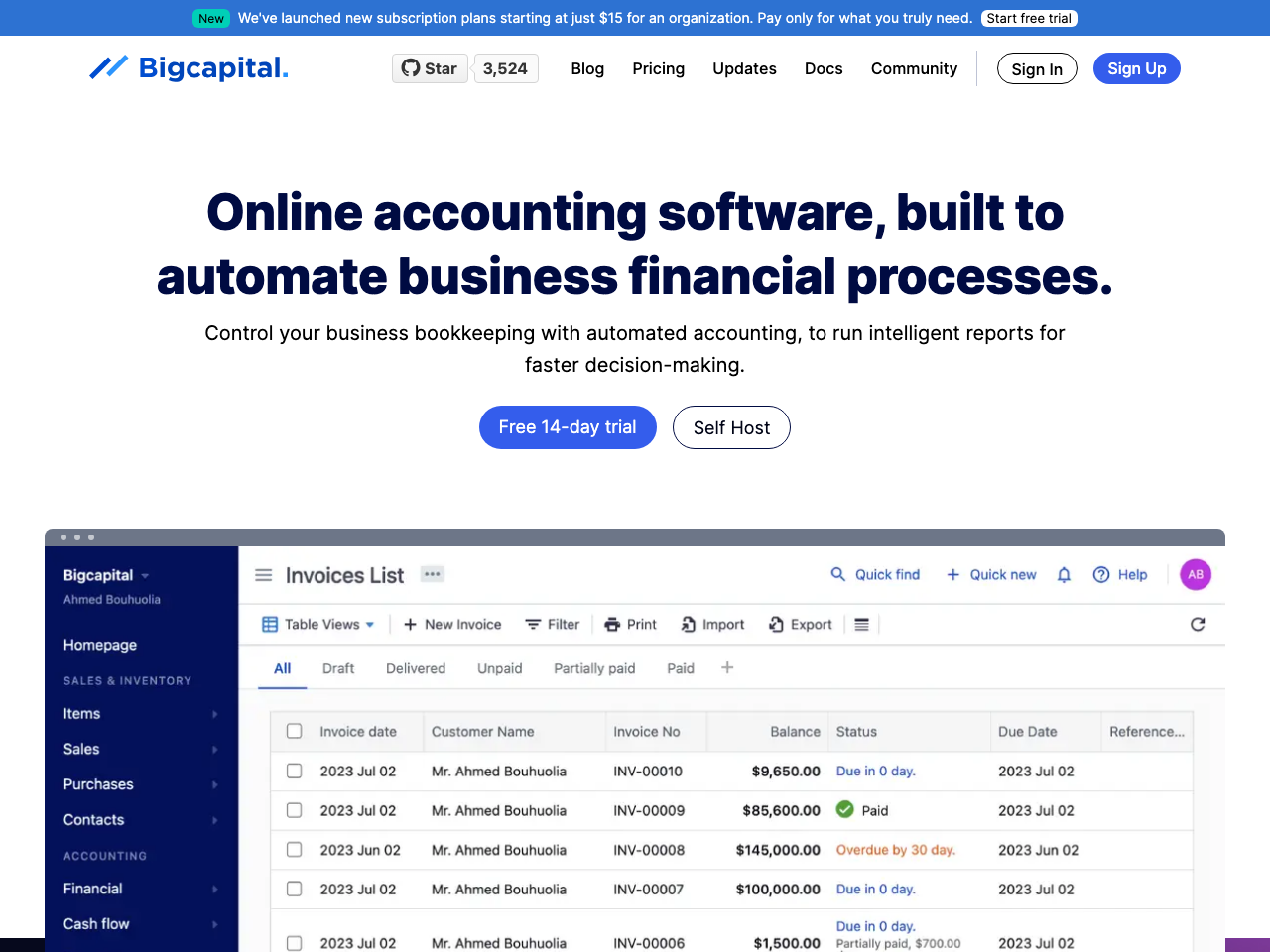 Bigcapital screenshot