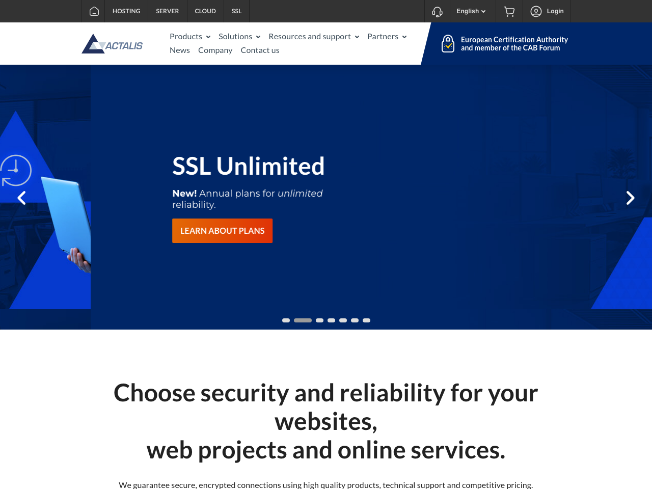 Actalis SSL screenshot