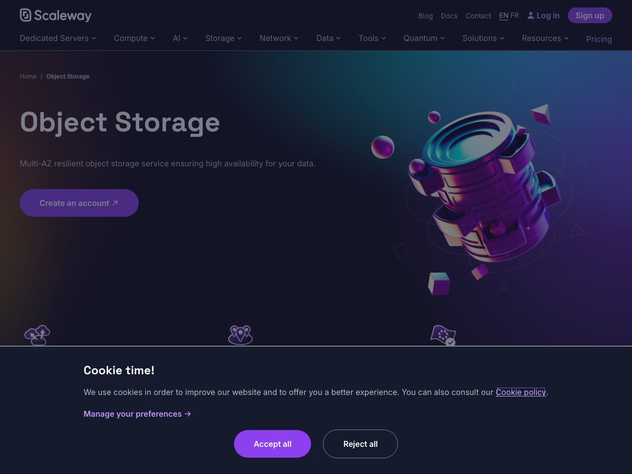 Scaleway Object Storage screenshot