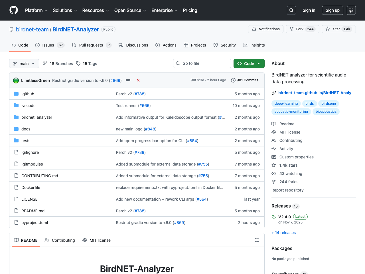 BirdNET-Analyzer screenshot