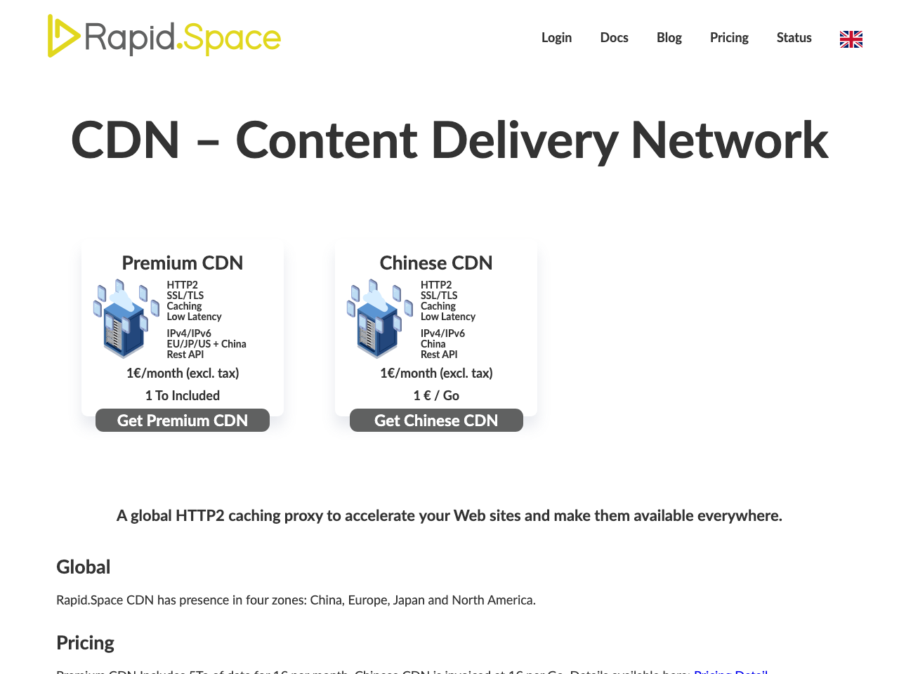 Rapid.Space Content Delivery Network screenshot