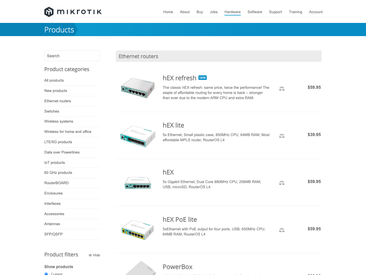 Mikrotik Ethernet Routers screenshot