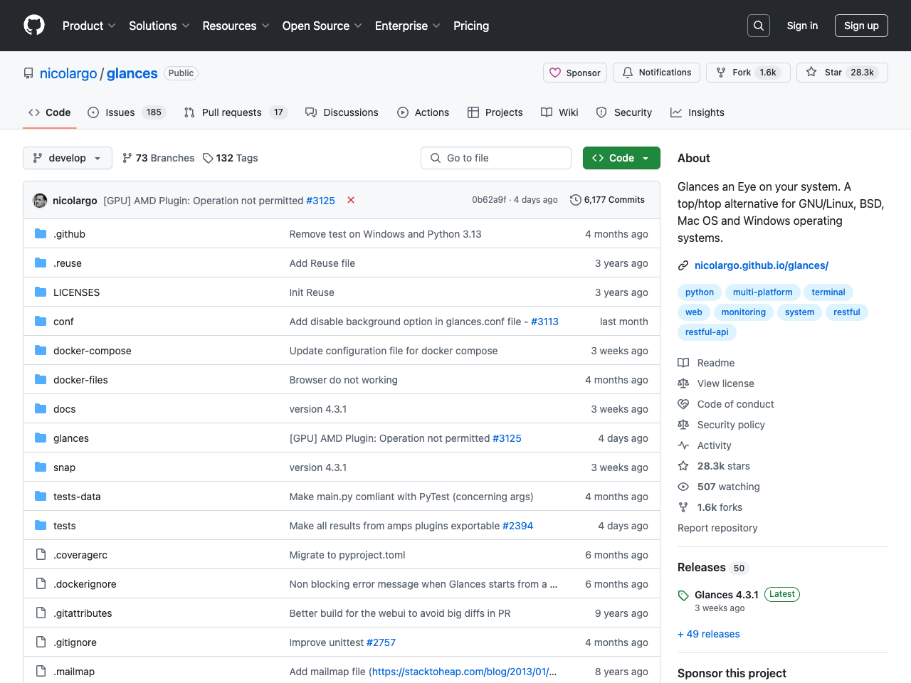 Glances screenshot