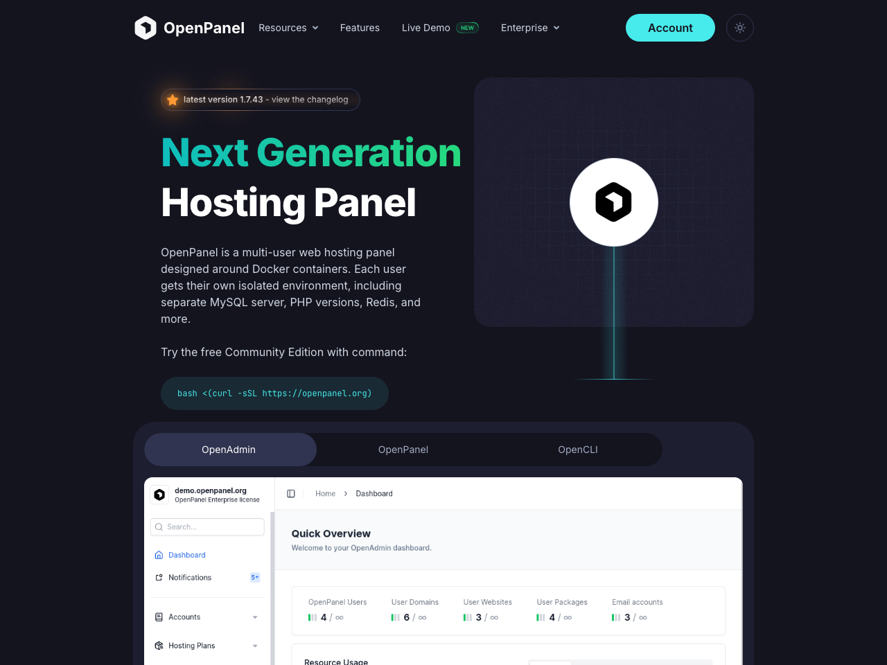 OpenPanel screenshot