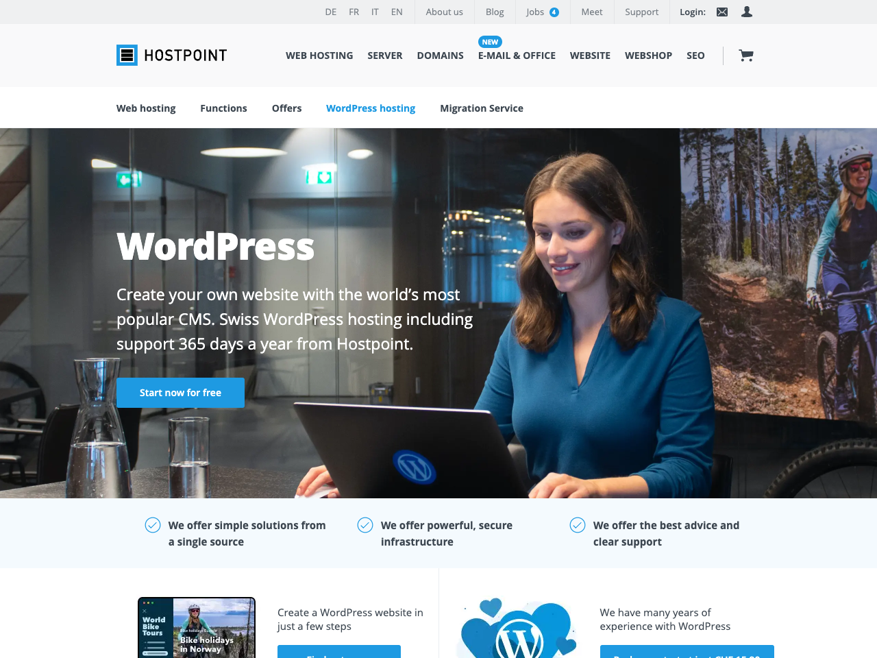 Hostpoint Wordpress Hosting screenshot
