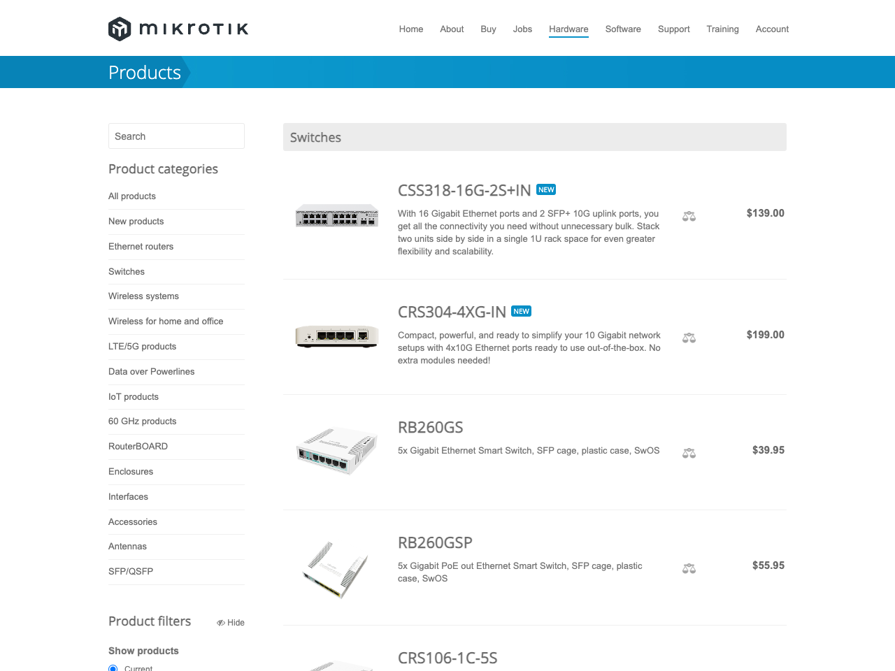 Mikrotik Switches screenshot