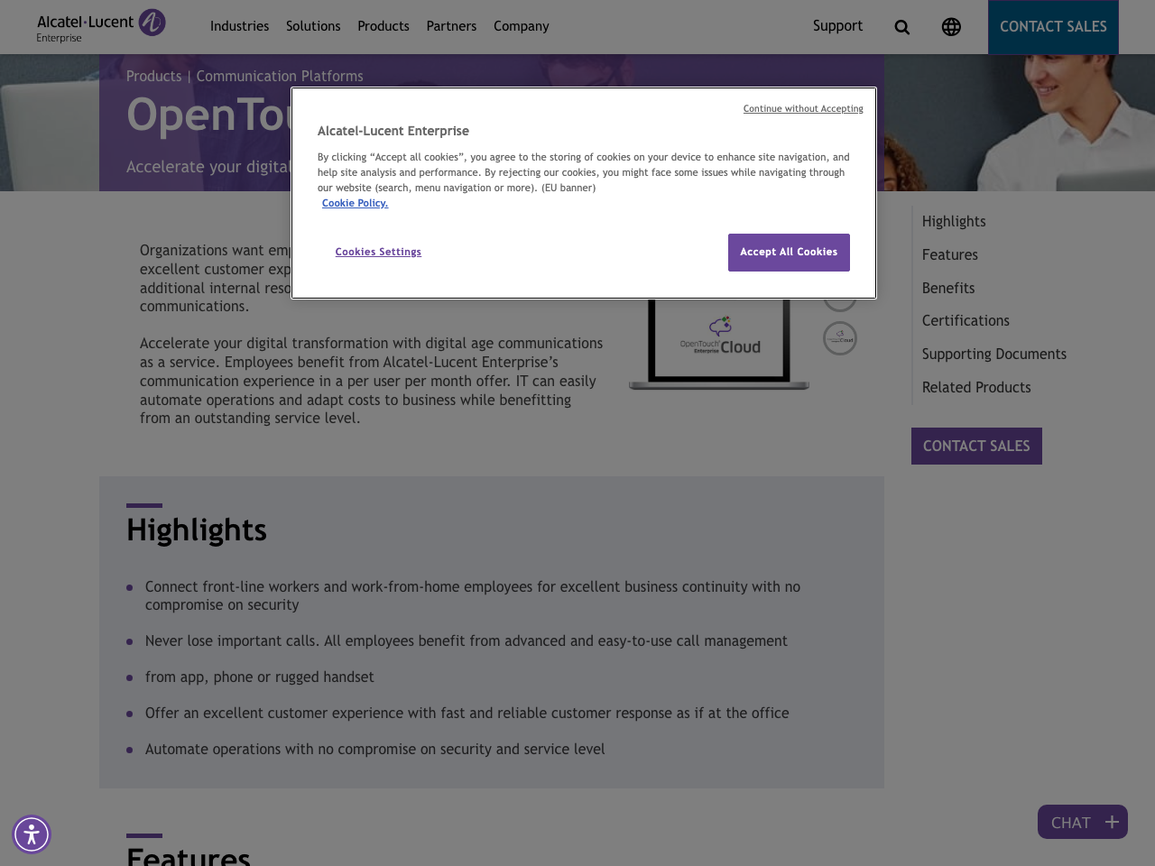 OpenTouch Enterprise Cloud screenshot