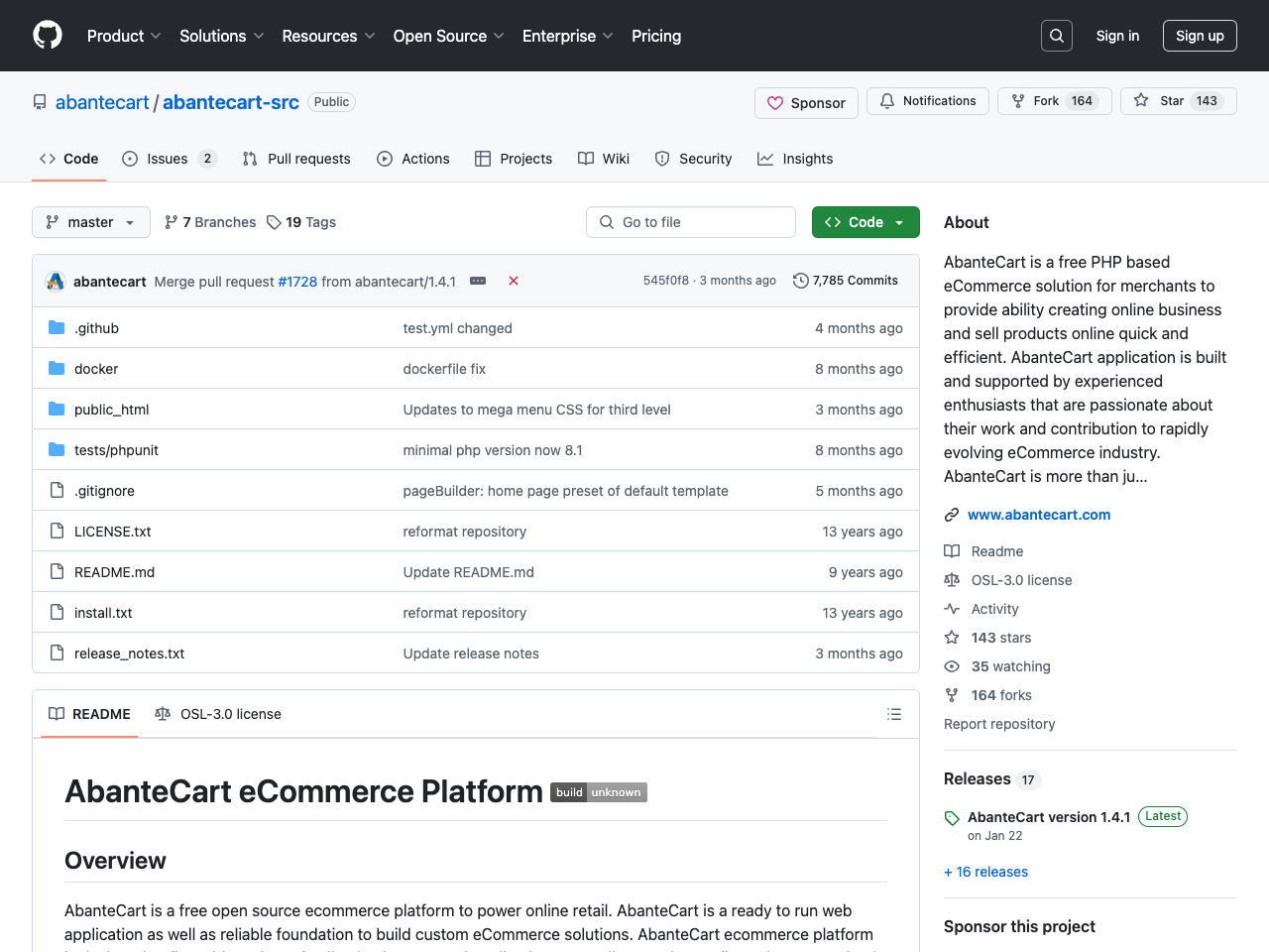 Abantecart screenshot