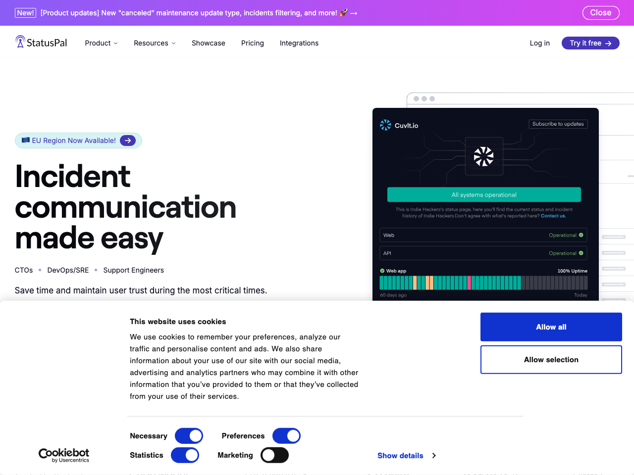 Statuspal screenshot