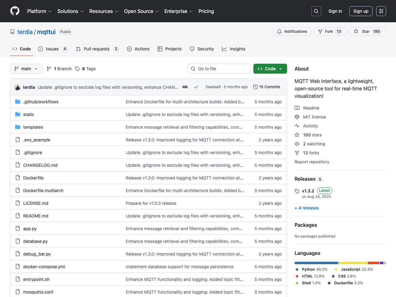 MQTT Web Interface screenshot