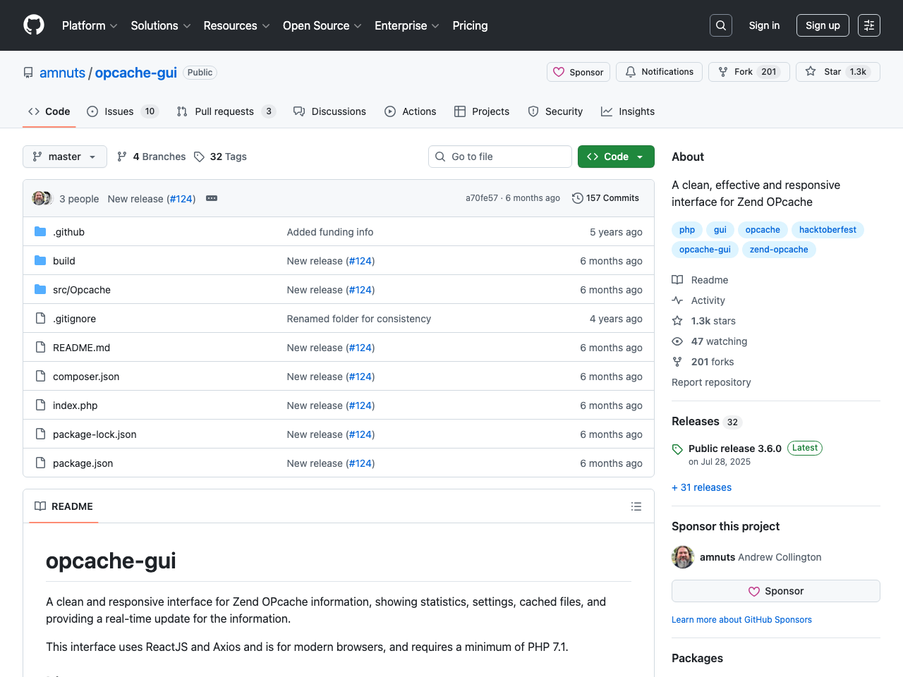 OPcache GUI screenshot
