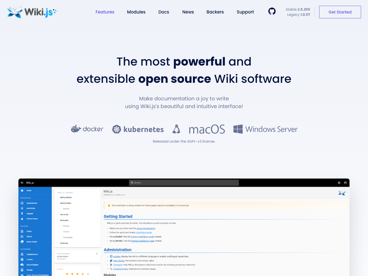 Wiki.js screenshot