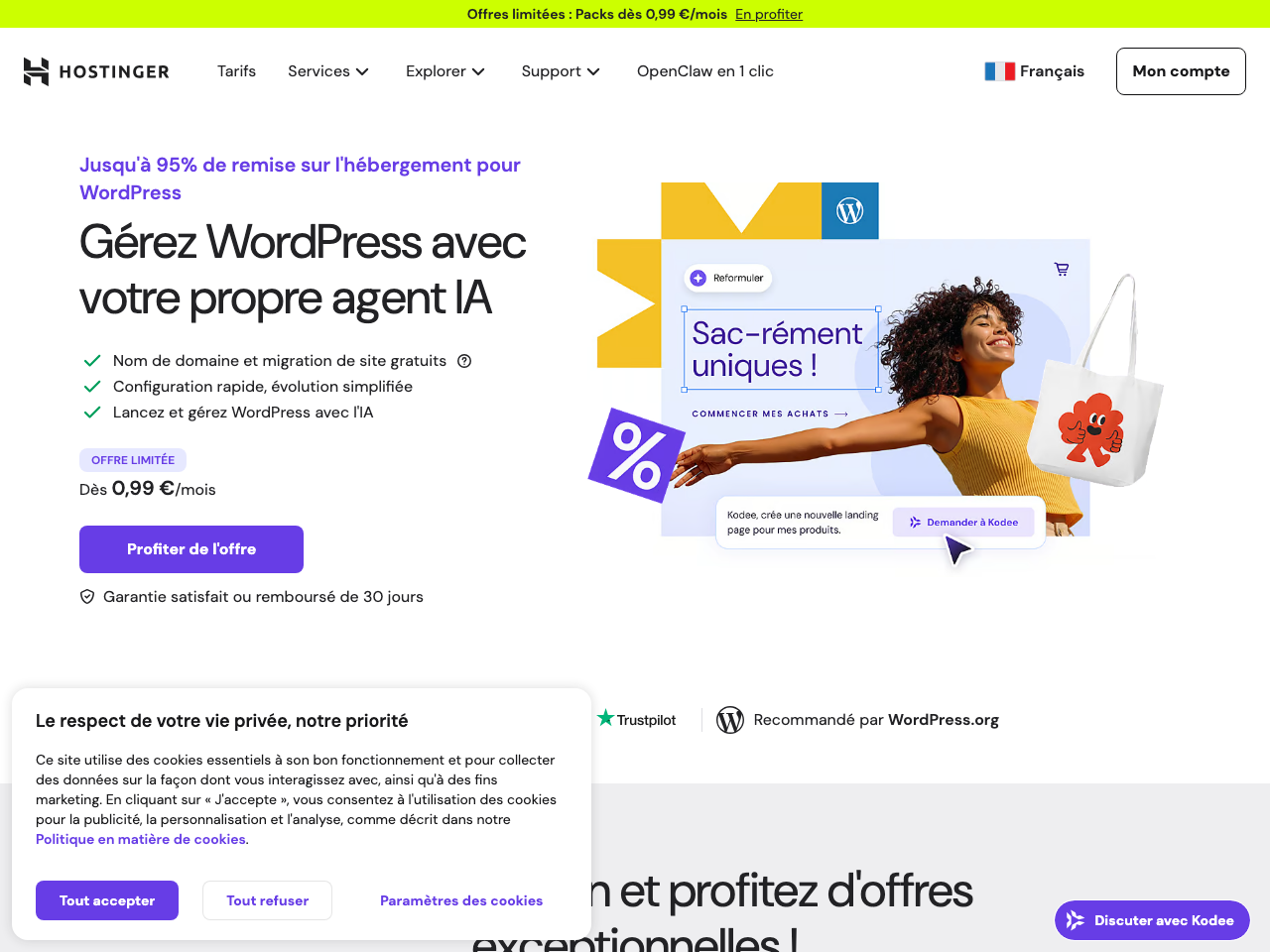 Hostinger WordPress screenshot