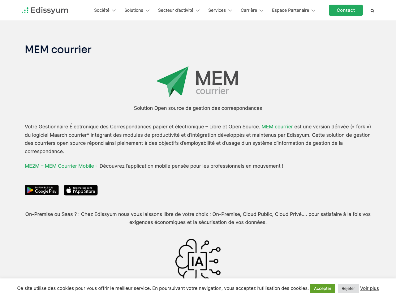 MEM courrier screenshot