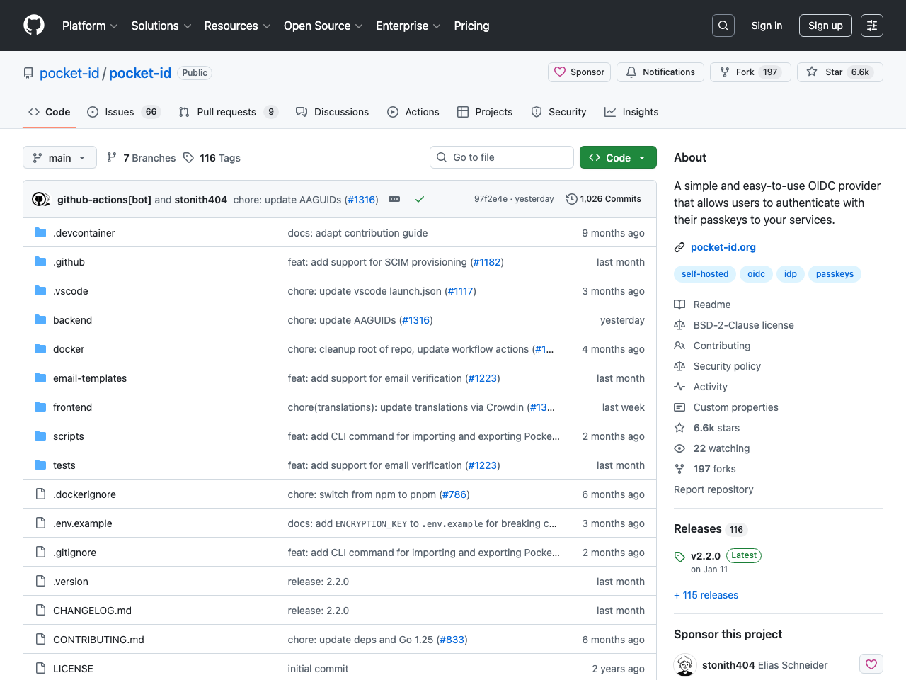Pocket ID screenshot