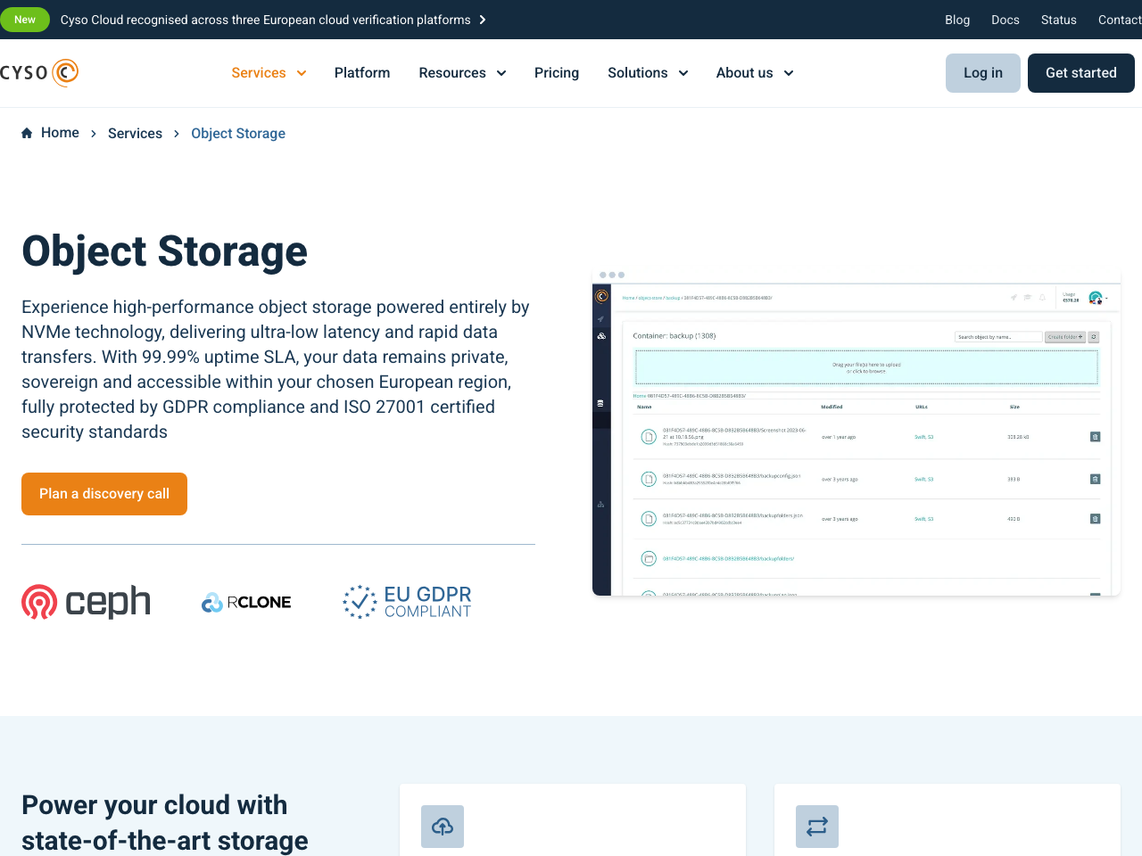 Fuga Cloud Object Store screenshot