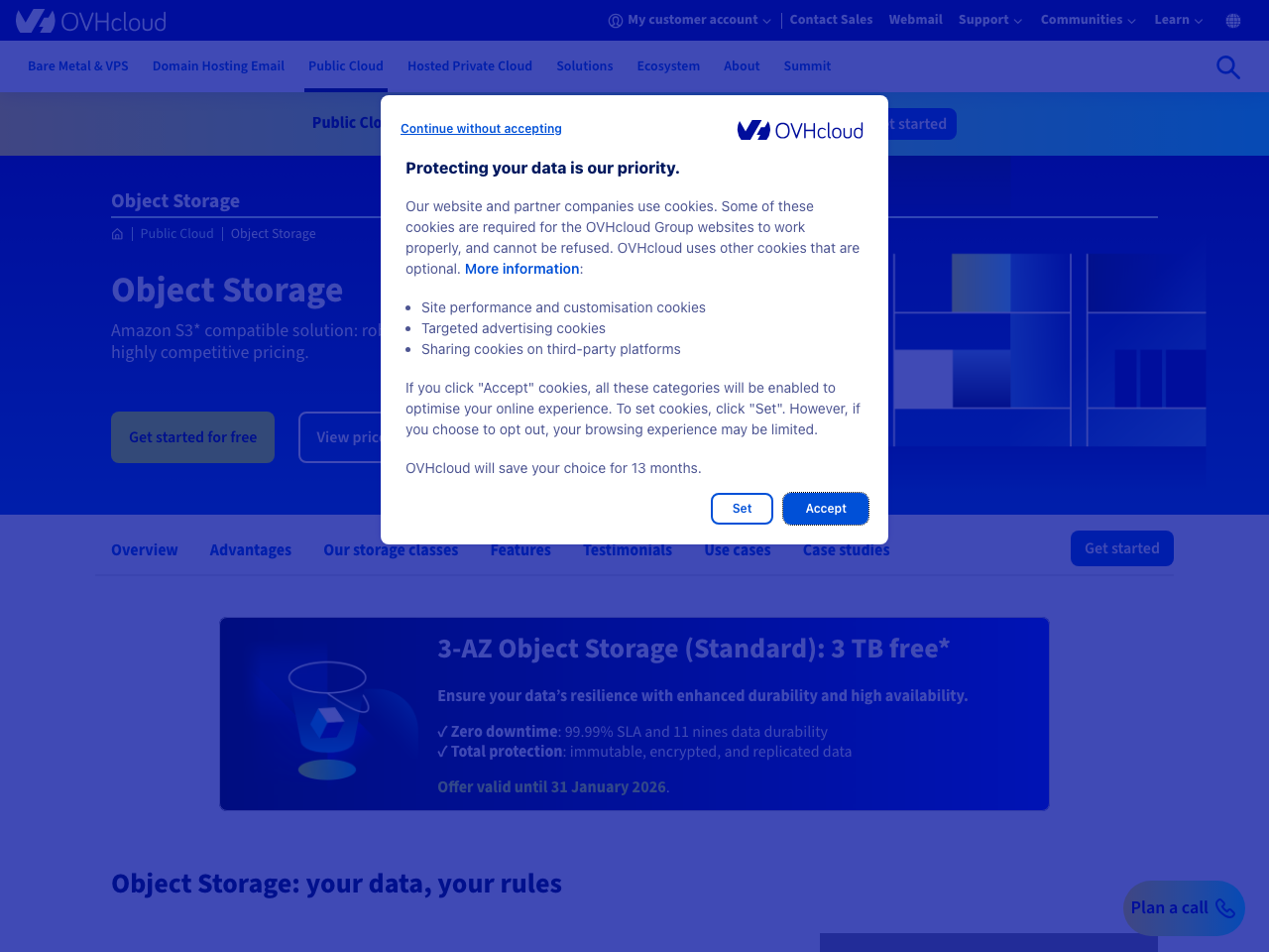 OVHcloud Object Storage screenshot