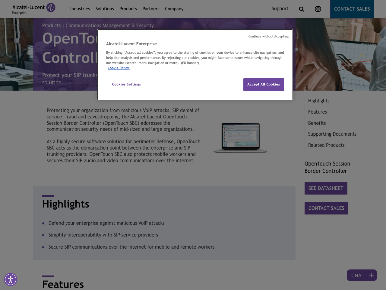OpenTouch Session Border Controller screenshot