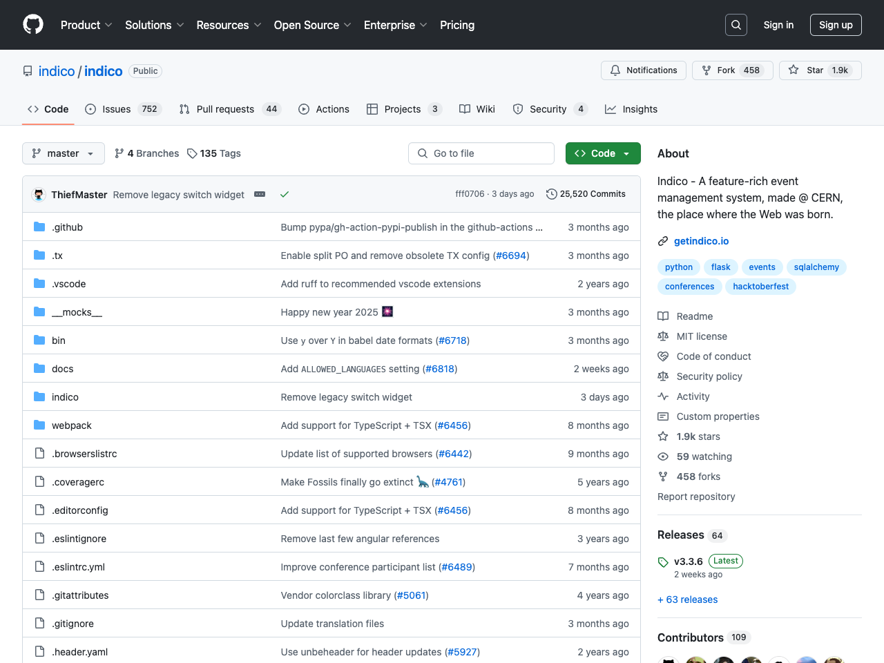 Indico screenshot