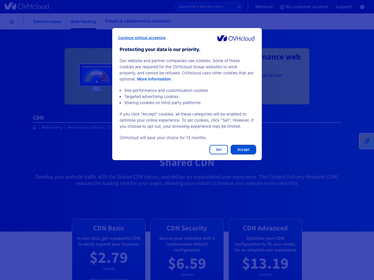 OVHcloud CDN screenshot