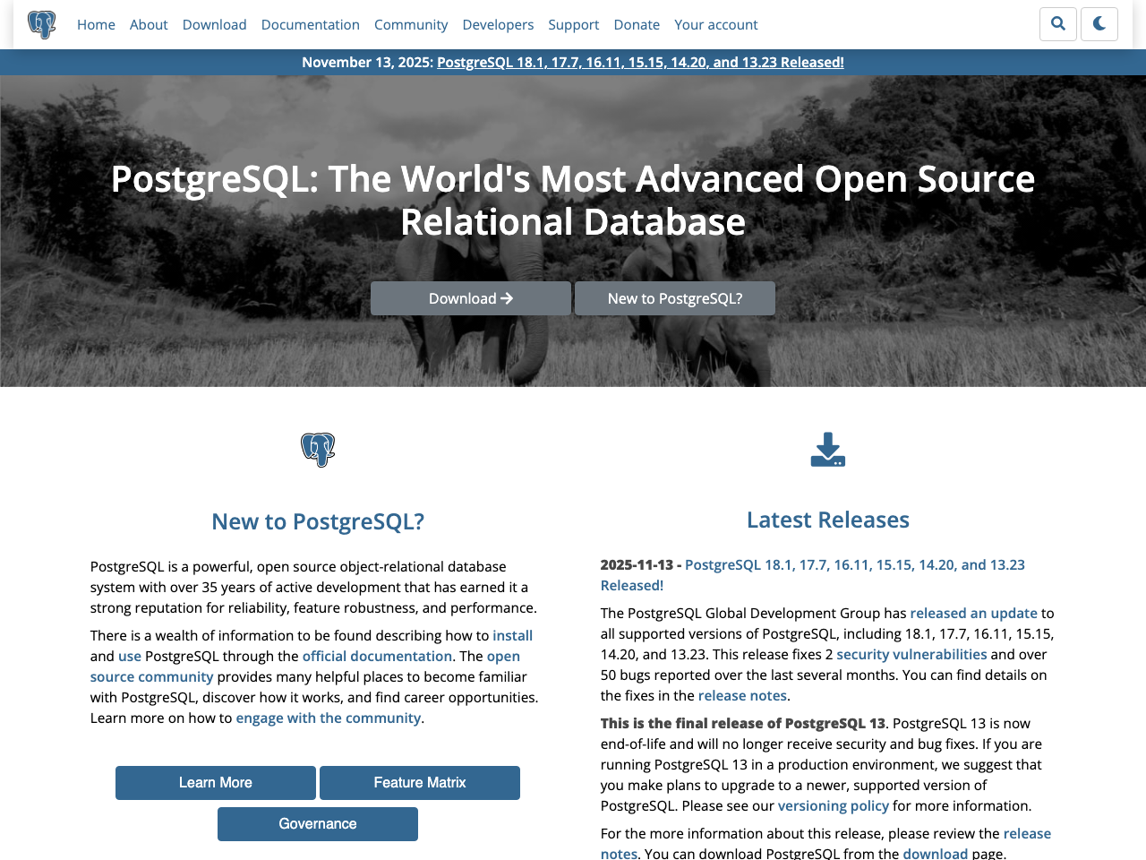 PostgreSQL screenshot