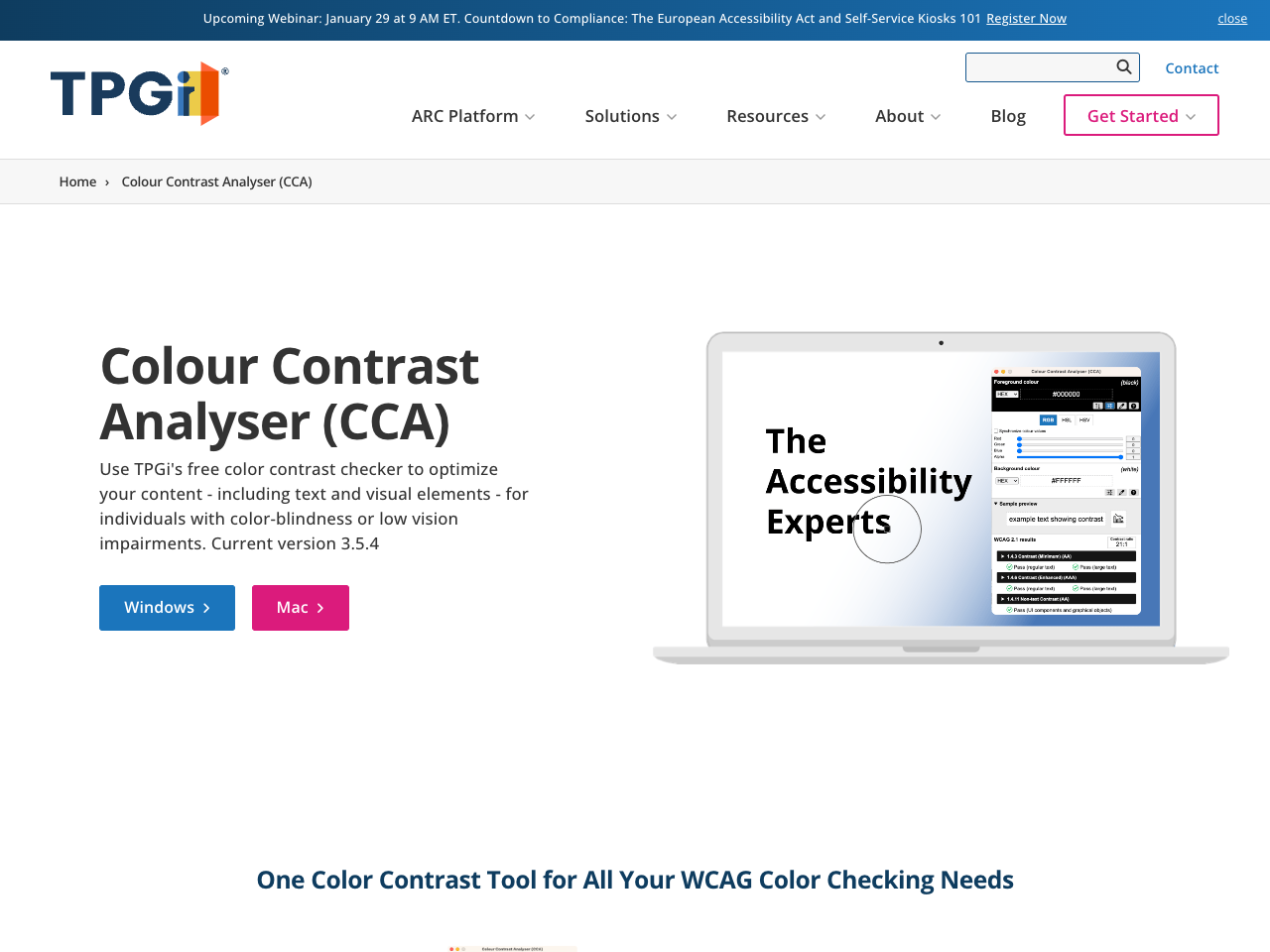 Colour Contrast Analyser screenshot