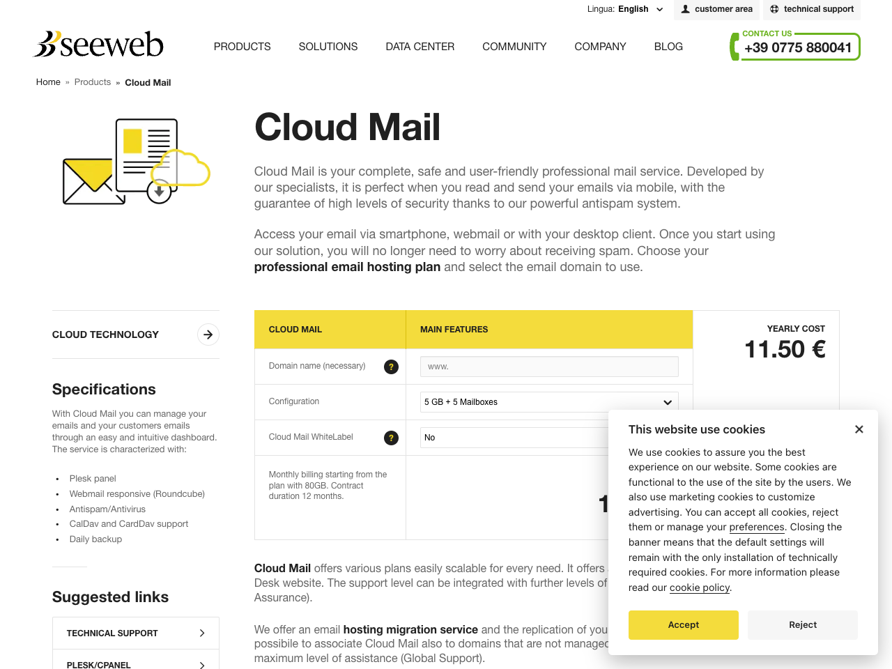 Seeweb Mail screenshot