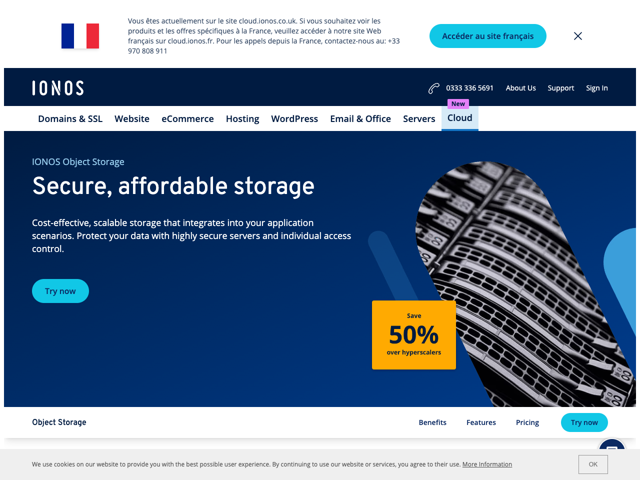 IONOS object storage screenshot