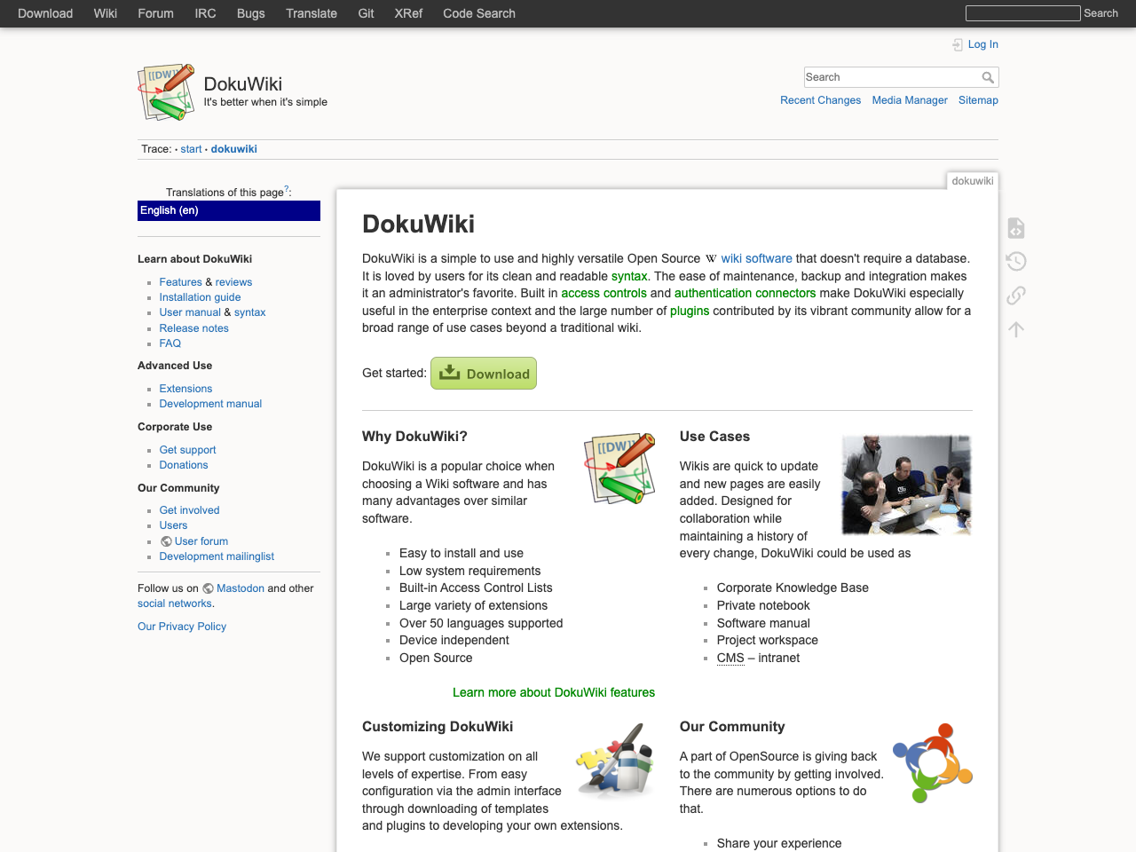 DokuWiki screenshot