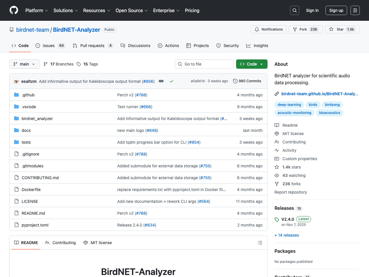 BirdNET-Analyzer screenshot