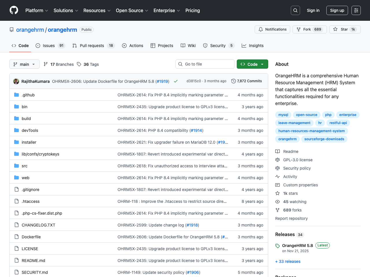 OrangeHRM screenshot