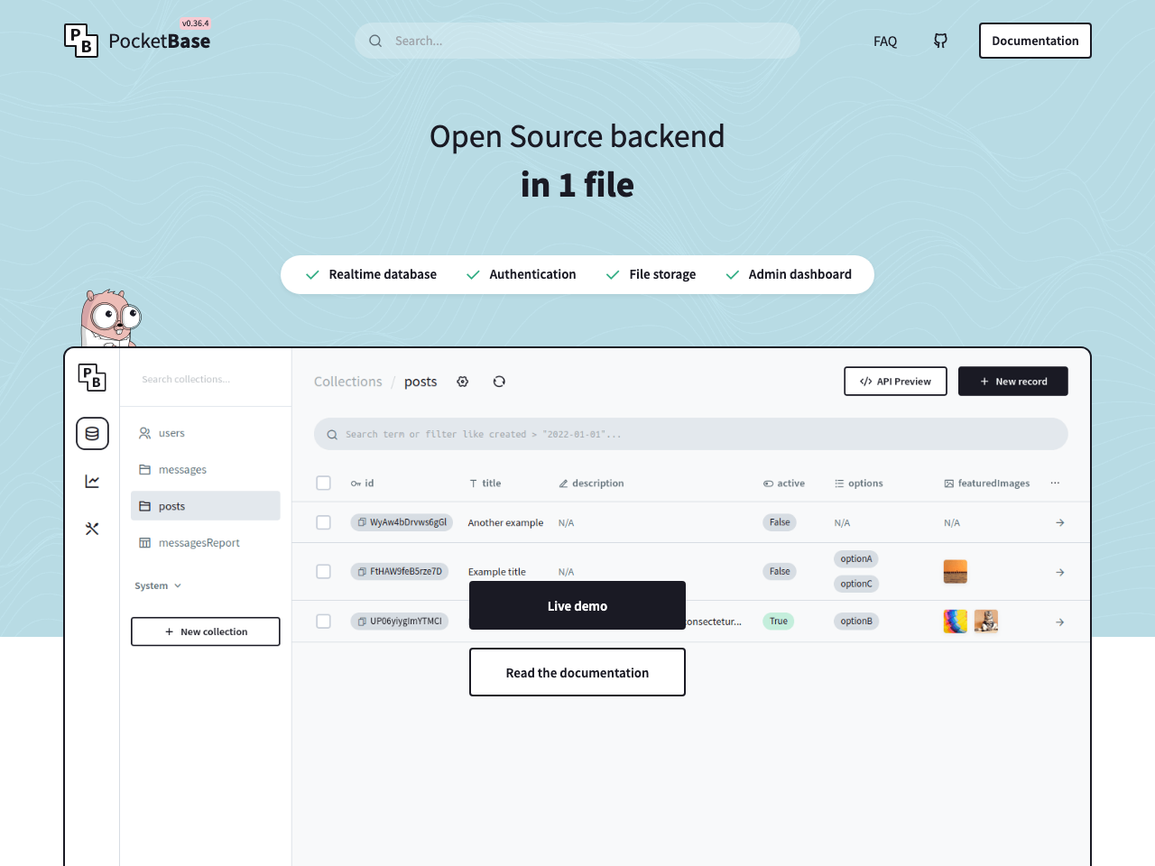 PocketBase screenshot